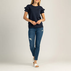 T-SHIRT DA DONNA IN COTONE A MANICHE CORTE - LUNESSA