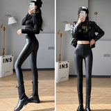 FIERCEFLEX™ - LEGGINGS IN ECOPELLE CON INTERNO FELPATO