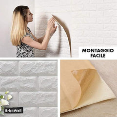 BRICKWALL® – 3D CARTA DA PARETI AUTOADESIVA (77 cm x 70 cm)